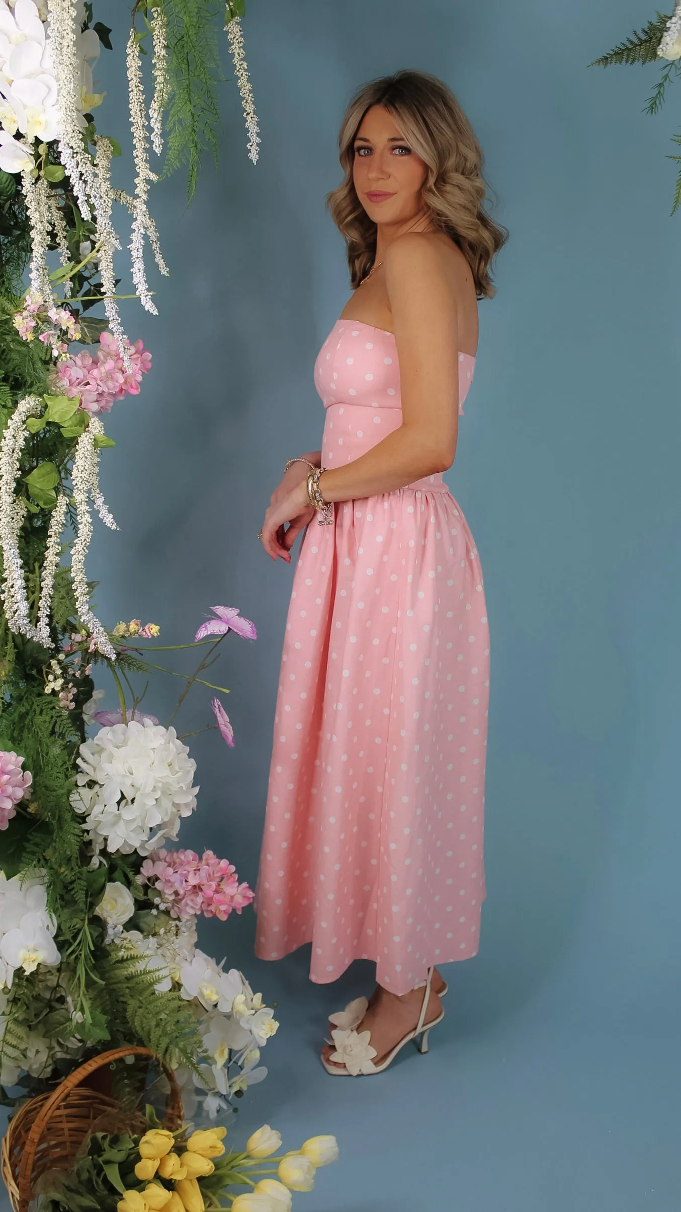Eliana Pink Polka Dot Dress