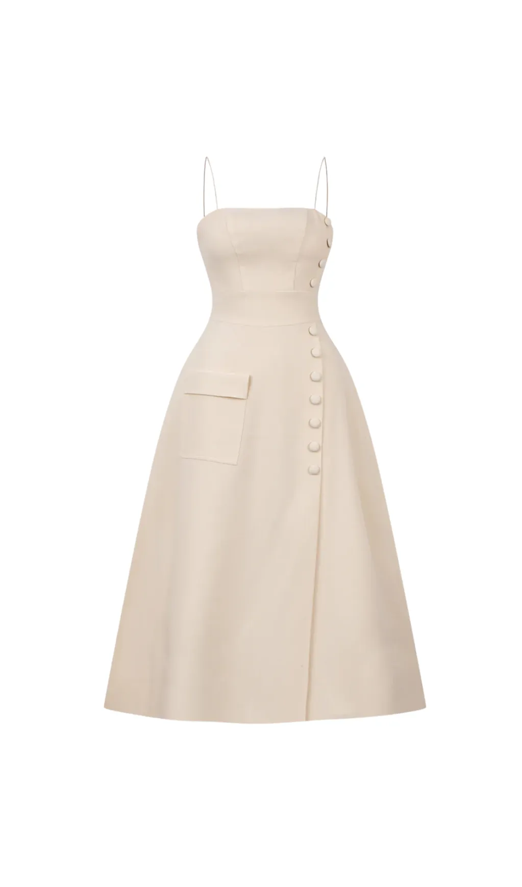 Elio button-embellished Midi Dress in cream