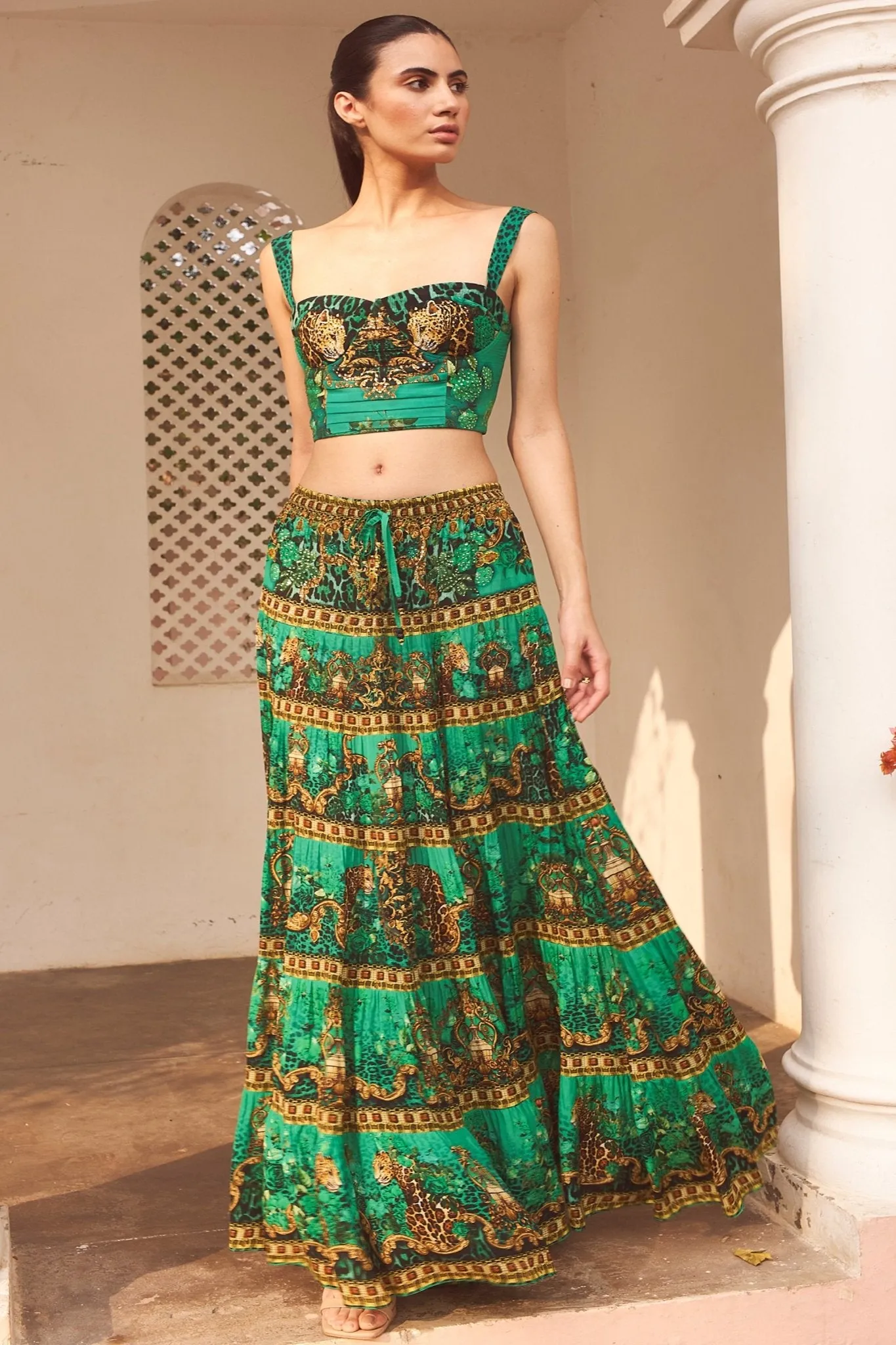 EMERALD LEOPARDESS MAXI SKIRT