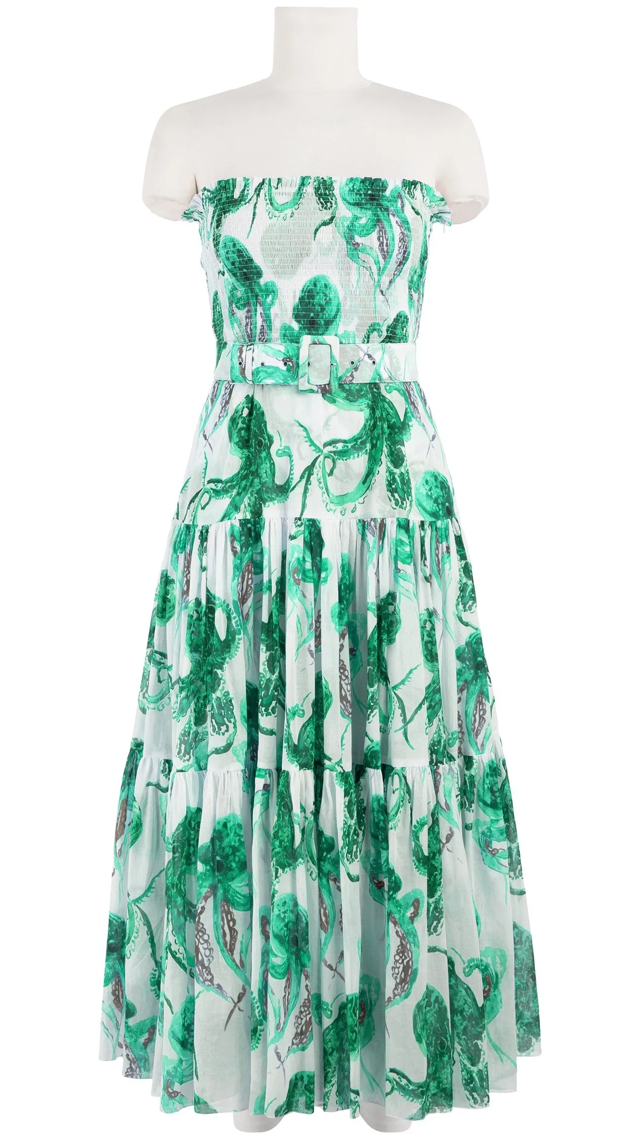 Emma Dress Tube Smock Band Strapless Midi Plus Length Cotton Musola (Octopus)