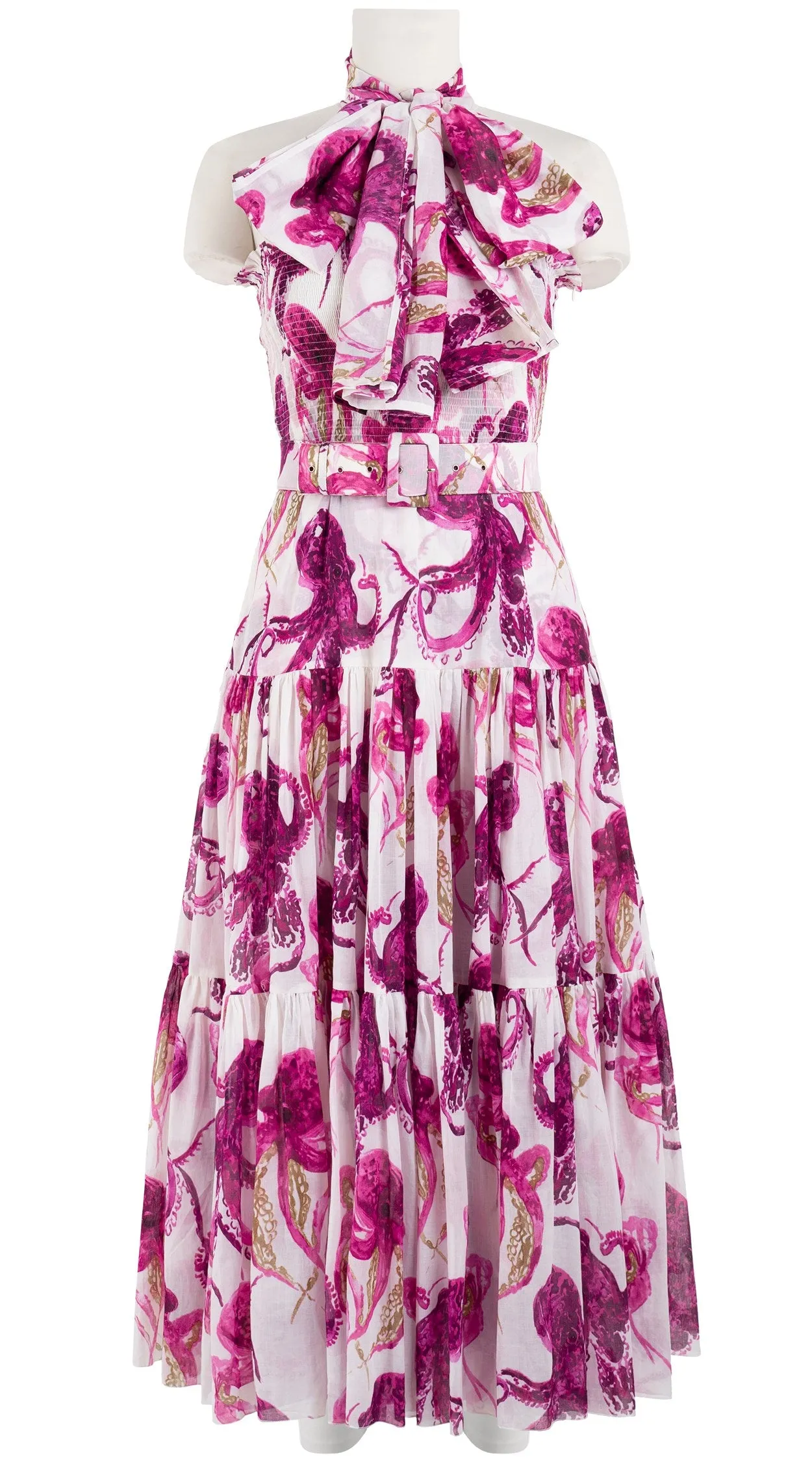 Emma Dress Tube Smock Band Strapless Midi Plus Length Cotton Musola (Octopus)