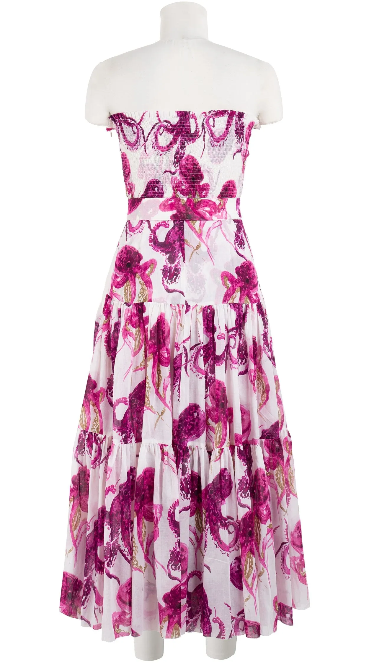 Emma Dress Tube Smock Band Strapless Midi Plus Length Cotton Musola (Octopus)