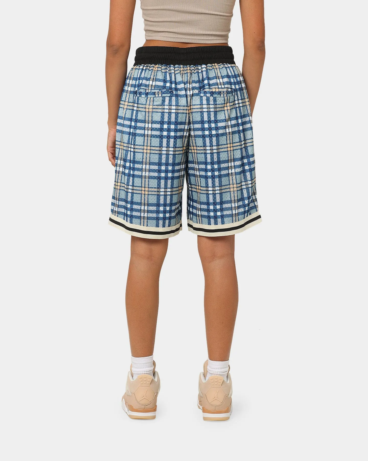 EN ES Team Basketball Shorts Blue Plaid