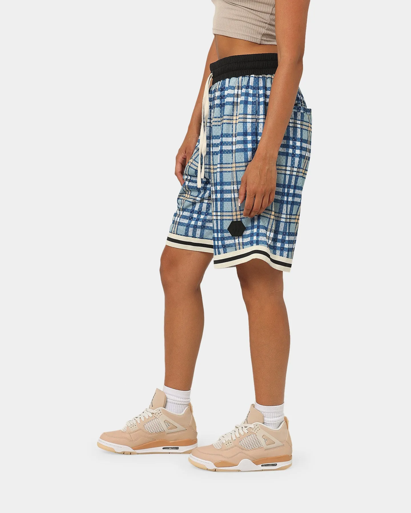 EN ES Team Basketball Shorts Blue Plaid