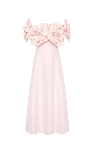 Etta flower strapless midi dress in pink