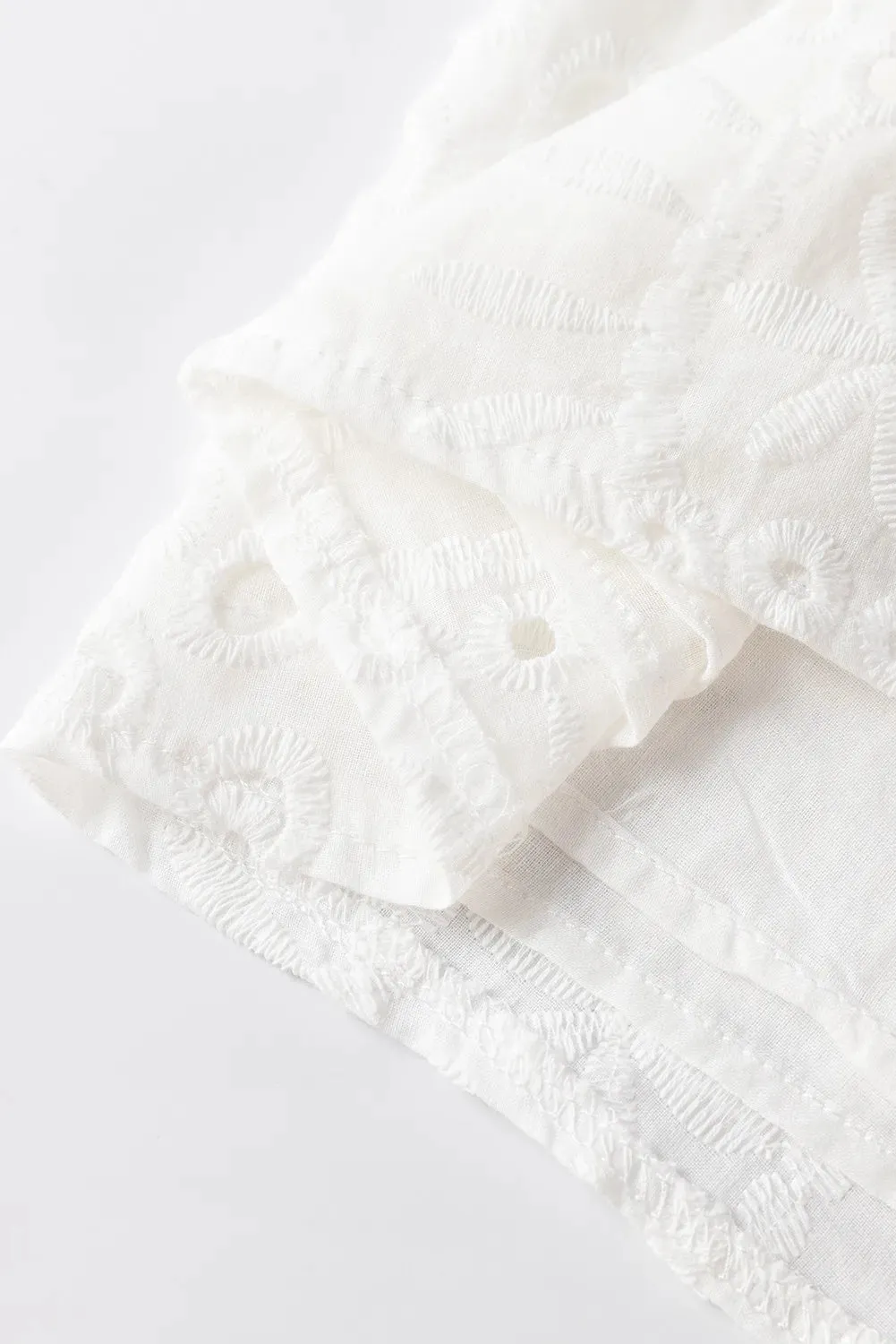 Eyelet Frill Short Sleeve Blouse