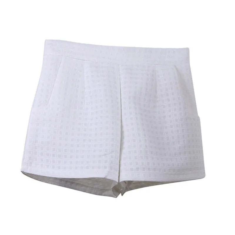 Fashion Europe Style Plaid Shorts Casual Women Jeans Shorts High Waist Shorts