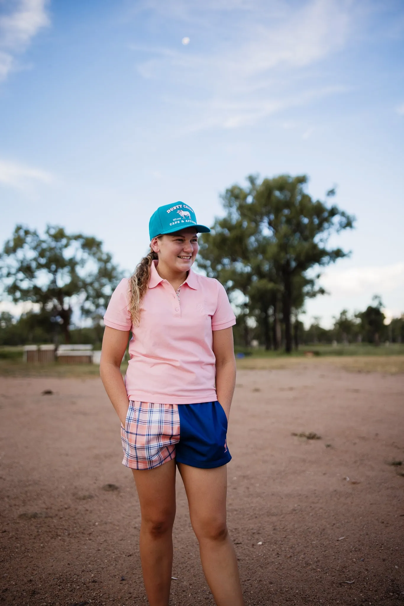 Footy Short Ladies Peach Plaid