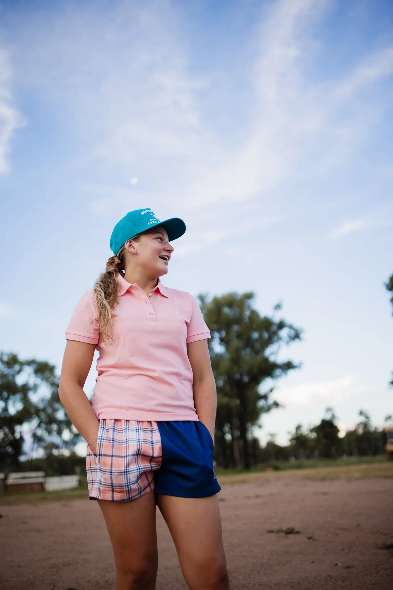 Footy Short Ladies Peach Plaid