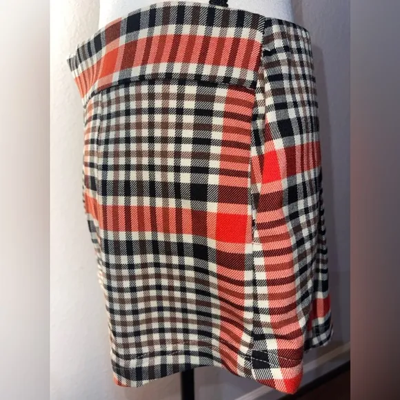 FREE PEOPLE Mayfair Pleated Shorts Orange Brown Black Tan Plaid New With Tags