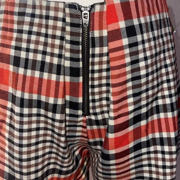 FREE PEOPLE Mayfair Pleated Shorts Orange Brown Black Tan Plaid New With Tags