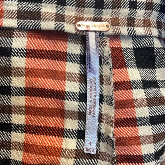 FREE PEOPLE Mayfair Pleated Shorts Orange Brown Black Tan Plaid New With Tags