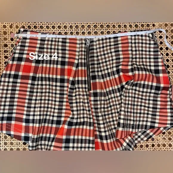 FREE PEOPLE Mayfair Pleated Shorts Orange Brown Black Tan Plaid New With Tags