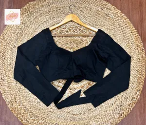 Full Sleeve with Back Bow Blouse - Black