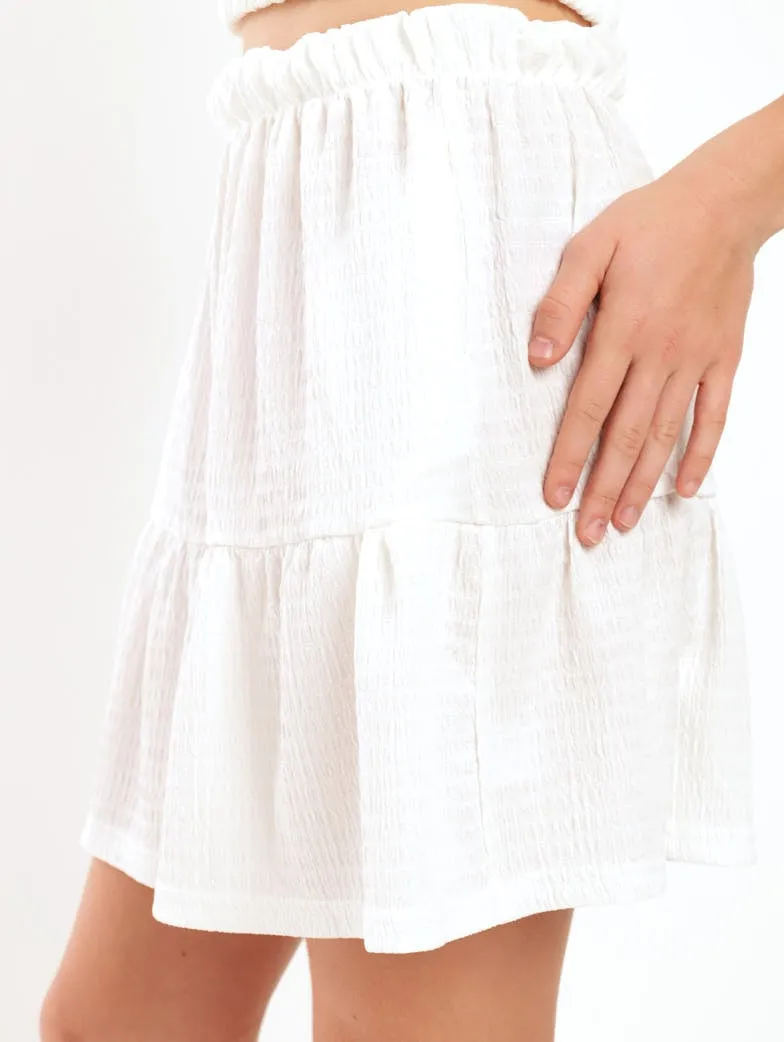 Girls Bubble Tiered Skirt - White