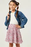 Girls Ditsy Floral Ruffled Tiered Skirt