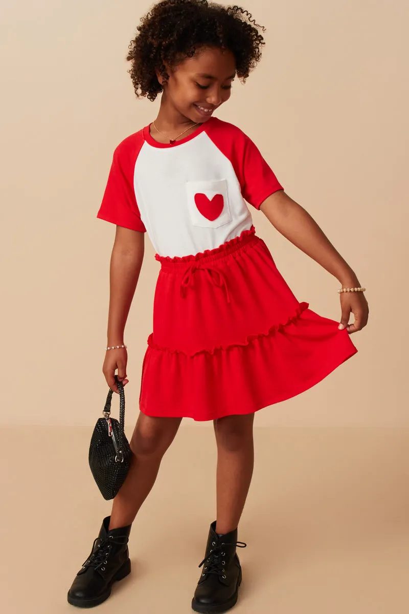 Girls Elastic Waist Ruffle Tiered French Terry Knit Skirt