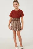 Girls Floral Velvet Smocked Tiered Skirt