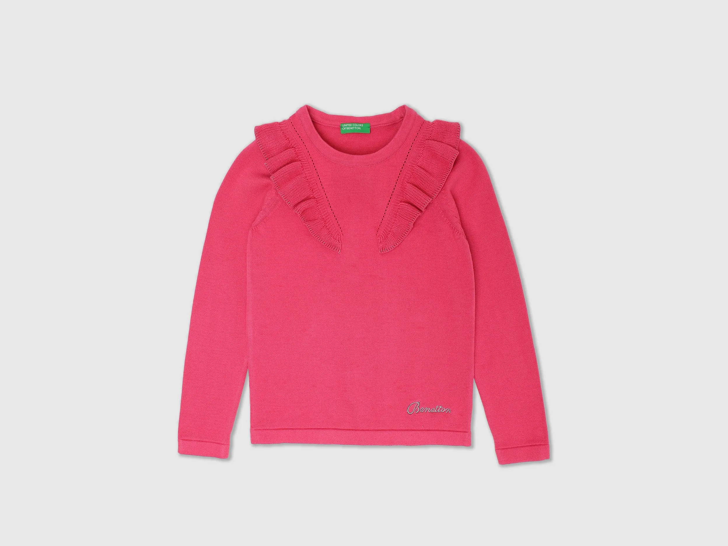 Girls Pink Long Sleeve Solid Top