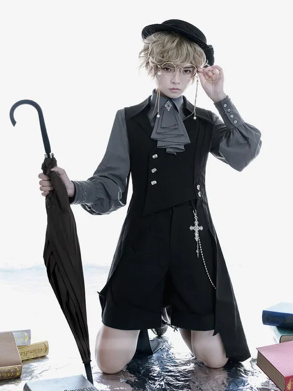 Gothic Lolita Blouses Long Sleeves Lolita Top Blouse Gray Lolita Shirt