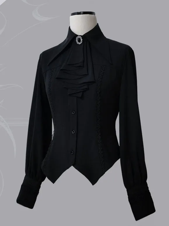 Gothic Lolita Blouses Long Sleeves Lolita Top Blouse Gray Lolita Shirt