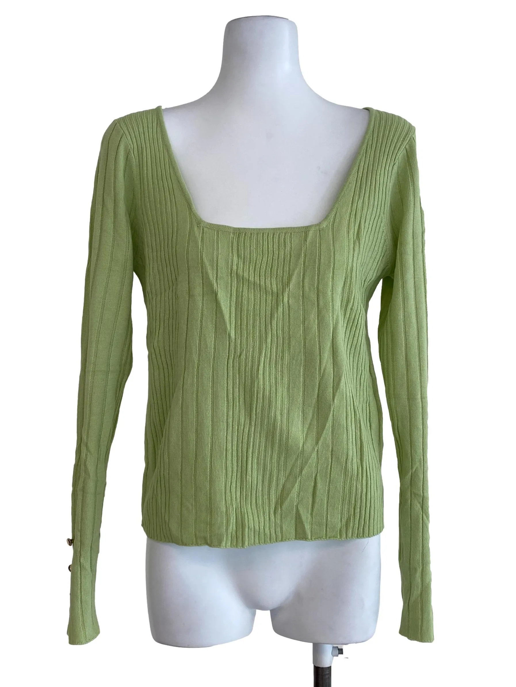 Green Pencil Stripe Knitted Top