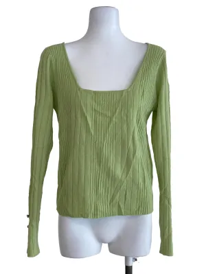 Green Pencil Stripe Knitted Top