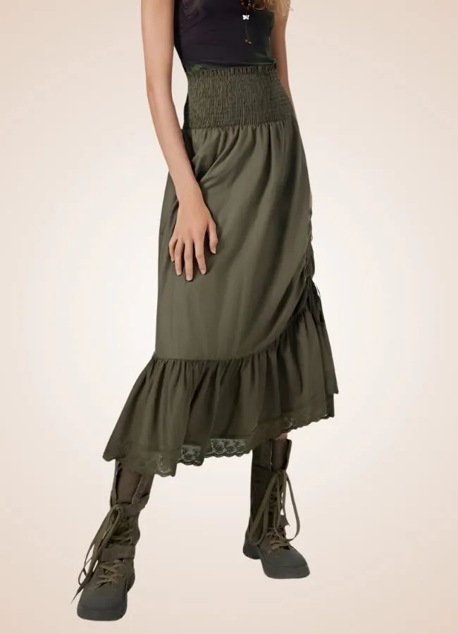 Green Steampunk Long Skirt