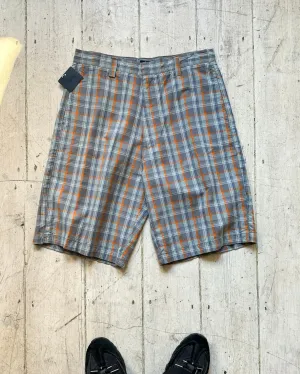 Grey Orange Blue Plaid Shorts (32)