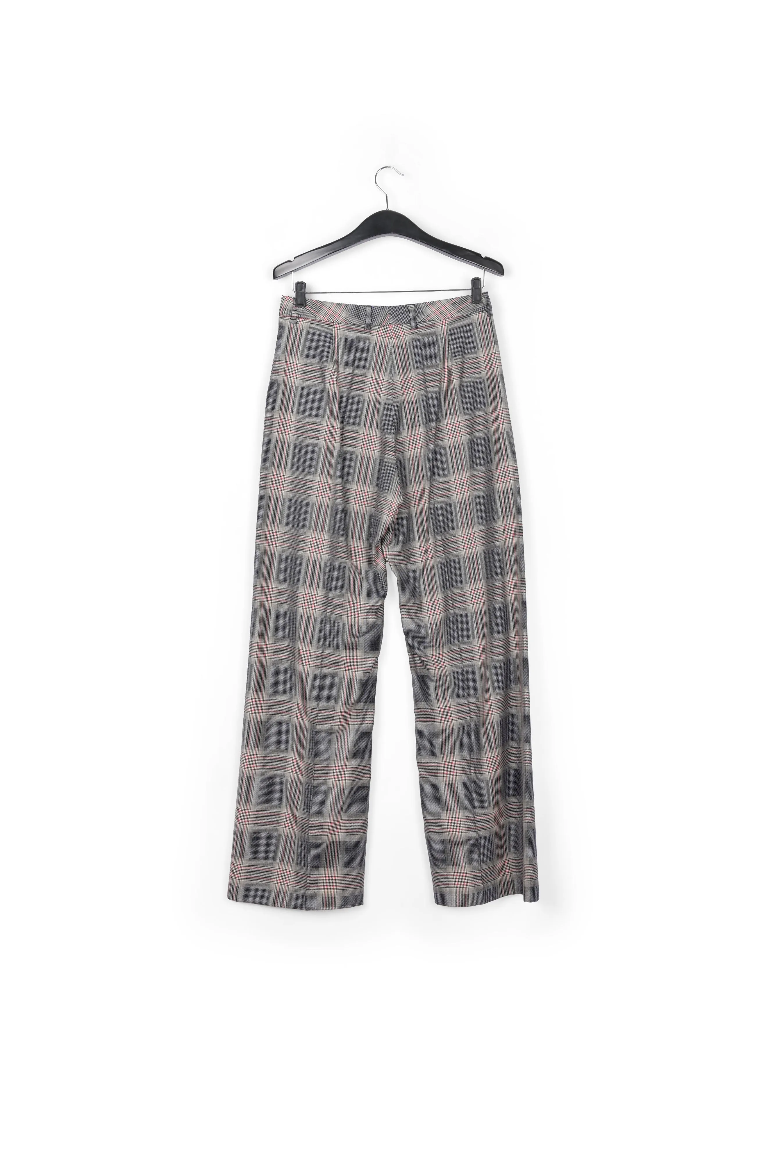 Grey plaid wide-leg pants