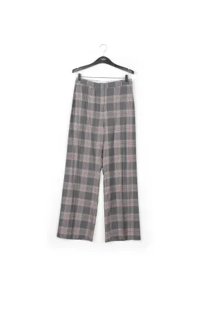 Grey plaid wide-leg pants