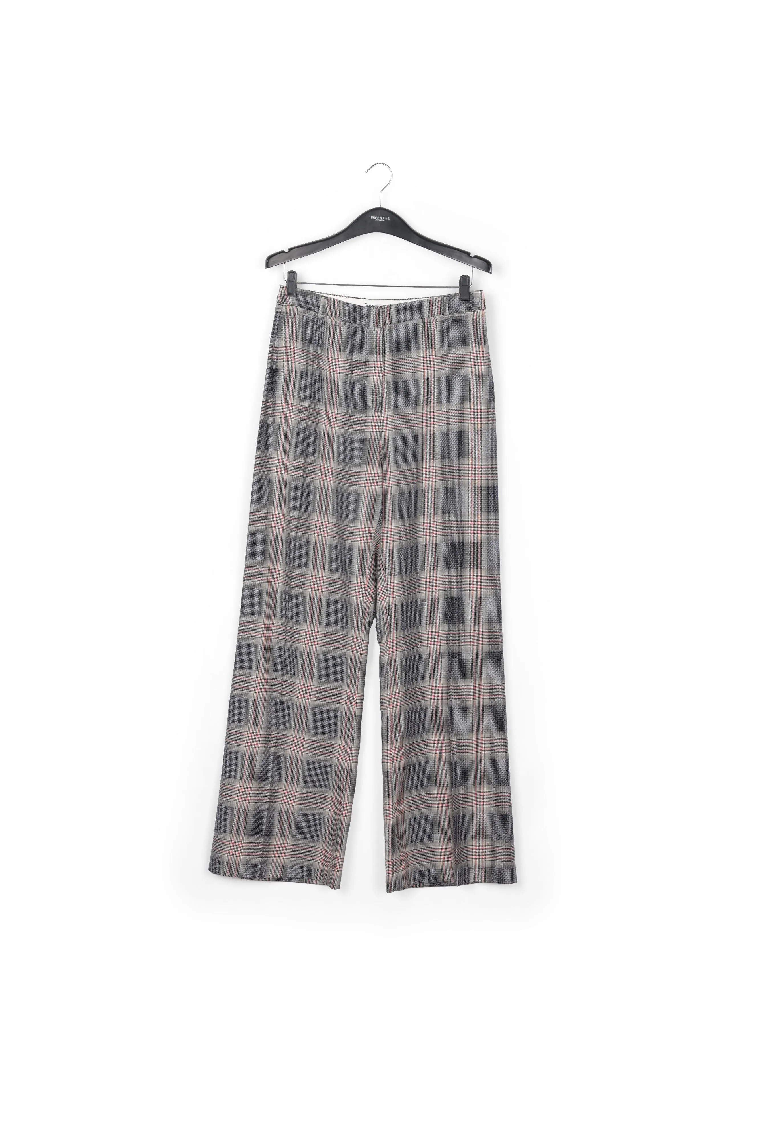 Grey plaid wide-leg pants