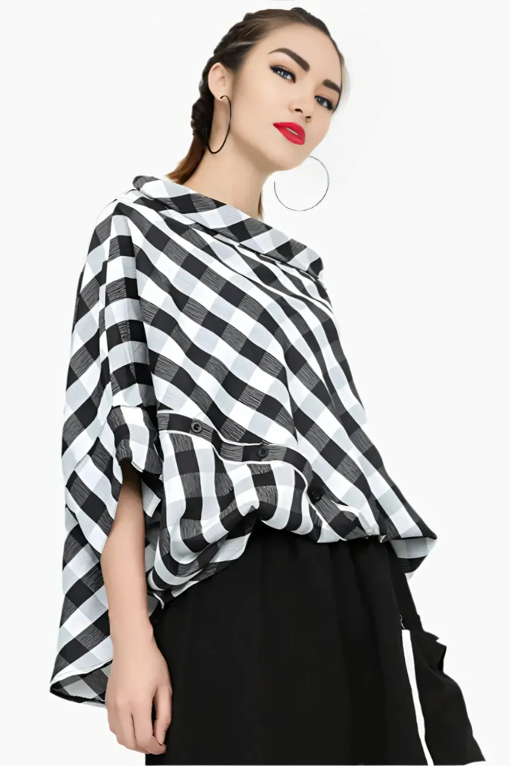 Gridflow Oversized Plaid Top