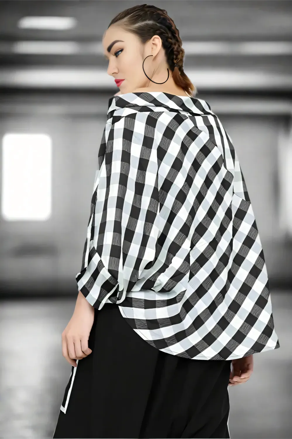 Gridflow Oversized Plaid Top