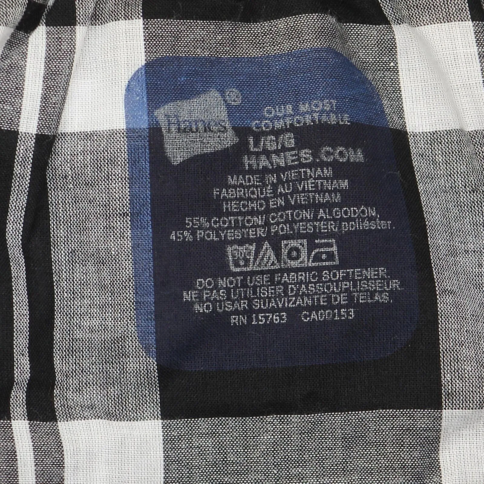 Hanes LOT OF 2 Mens Cotton Plaid Boxers Black Plaid L