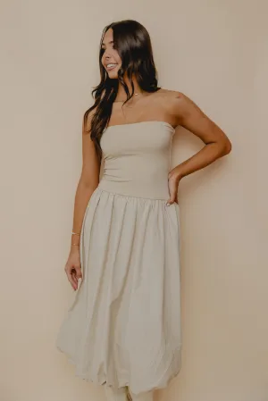 Happier Now Strapless Bubble Dress Ash
