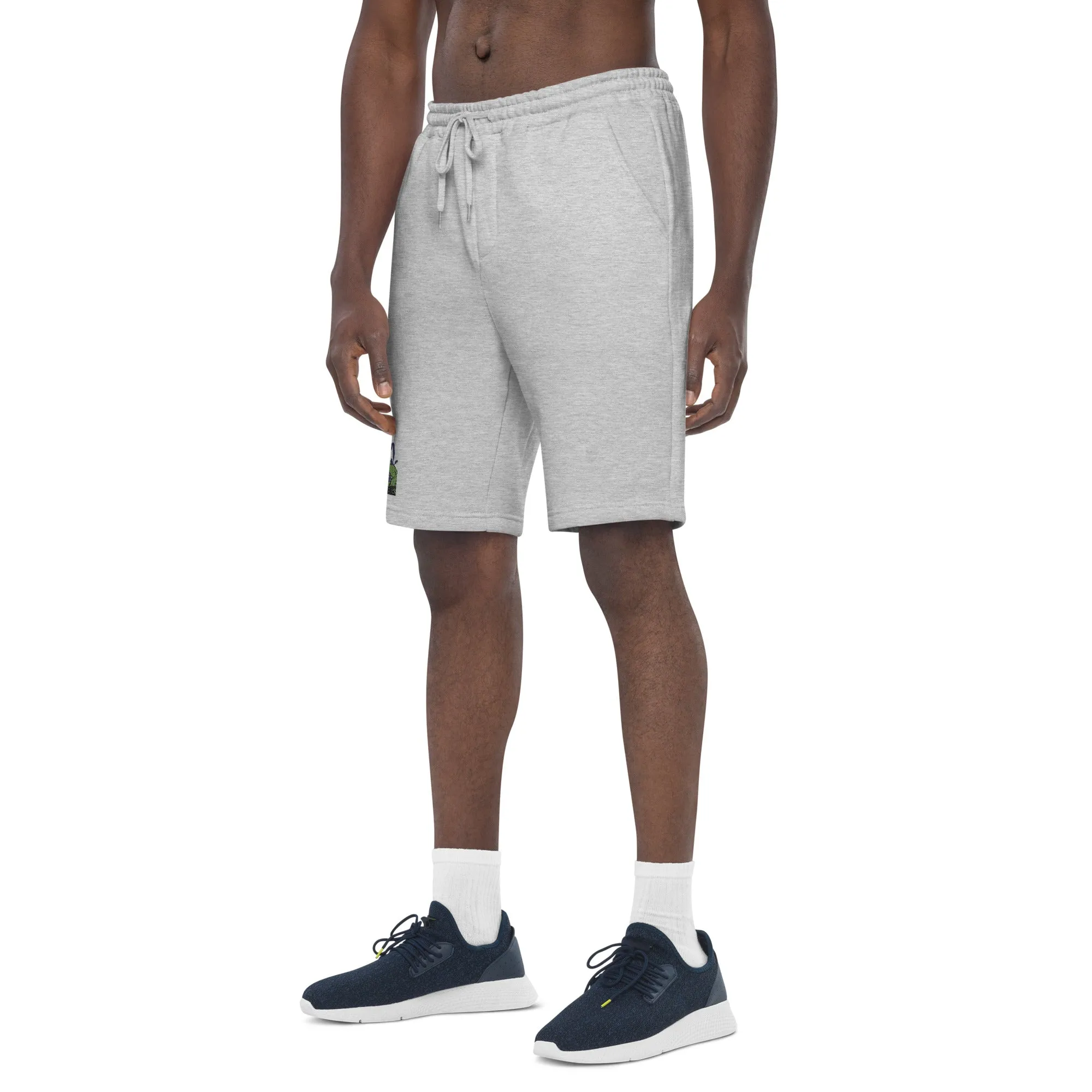 Heather Grey Lotus Embroidered Men's fleece shorts