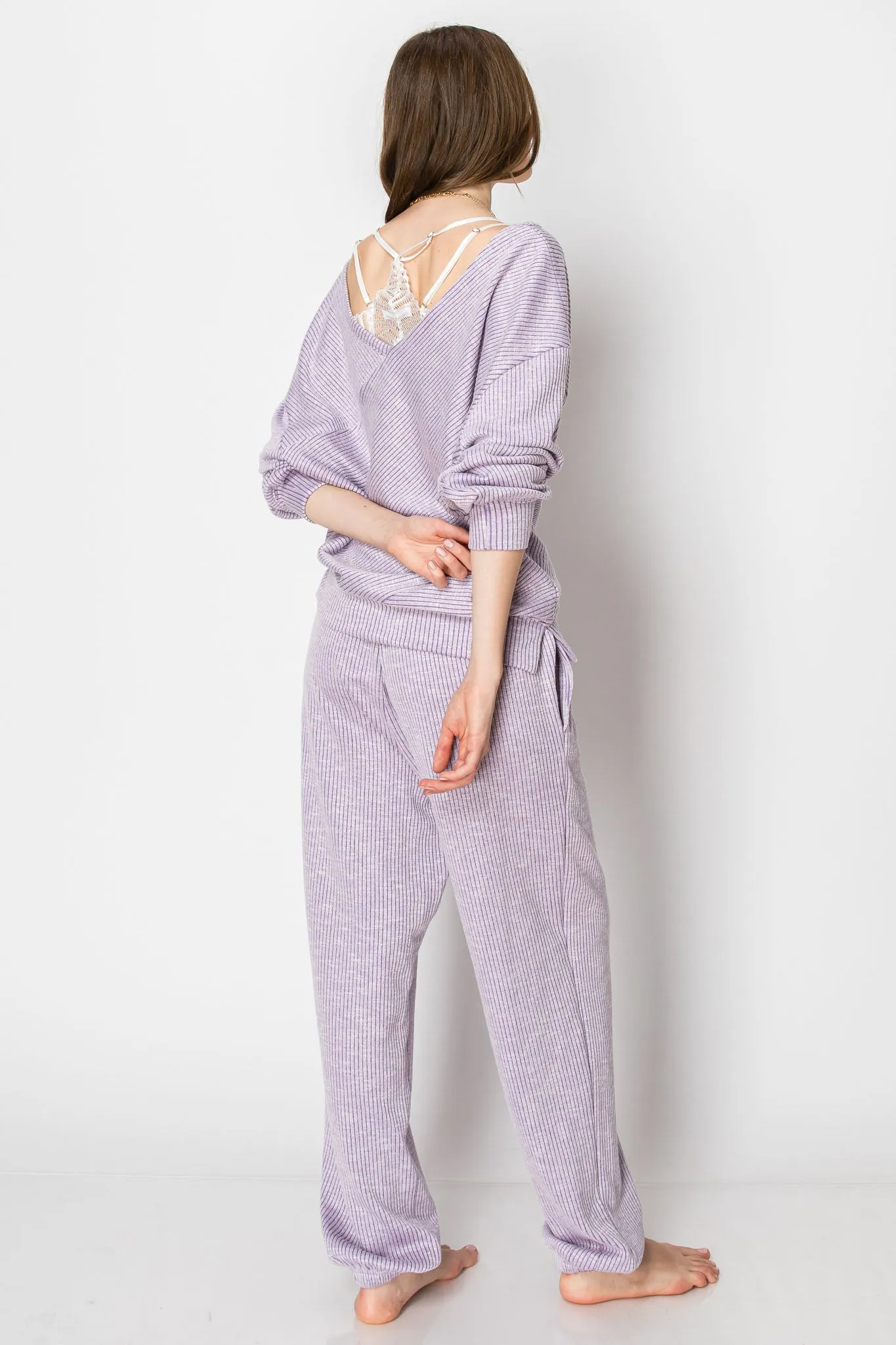 HEAVY RIBBER SLOUCHY SHOULDER LONG SLEEVE SET