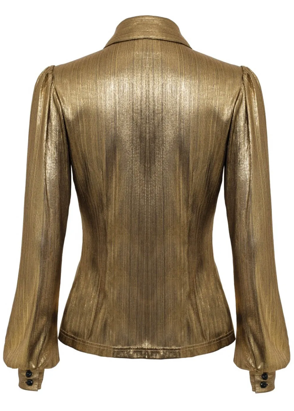 Hell Bunny Gigi Metallic 70's Blouse Gold