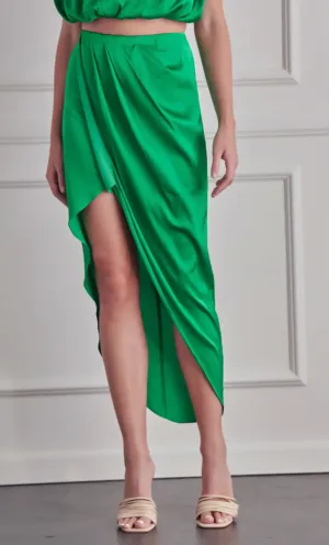 High Waist Asymmetric Wrap Skirt