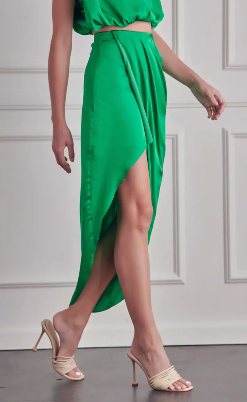 High Waist Asymmetric Wrap Skirt
