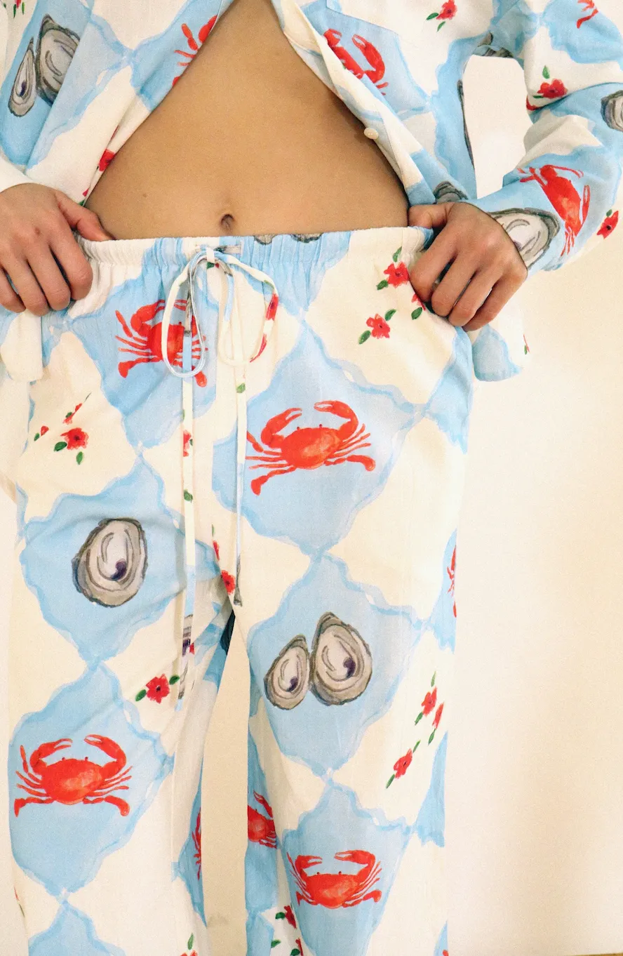 High Waisted Crab Drawstring Pants