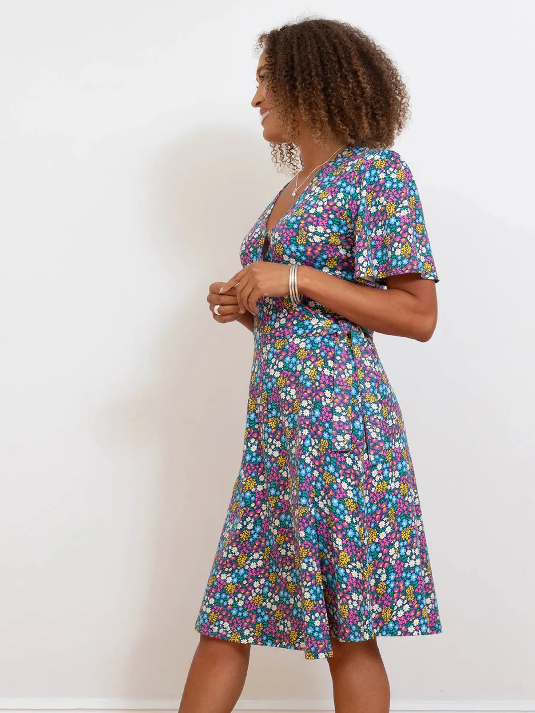 Highcliffe jersey wrap dress flower patch