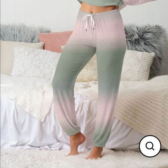 Honeydew Dip Dye Long Sleeve Top &amp; Drawstring Pants 2-Pc Pajama Set