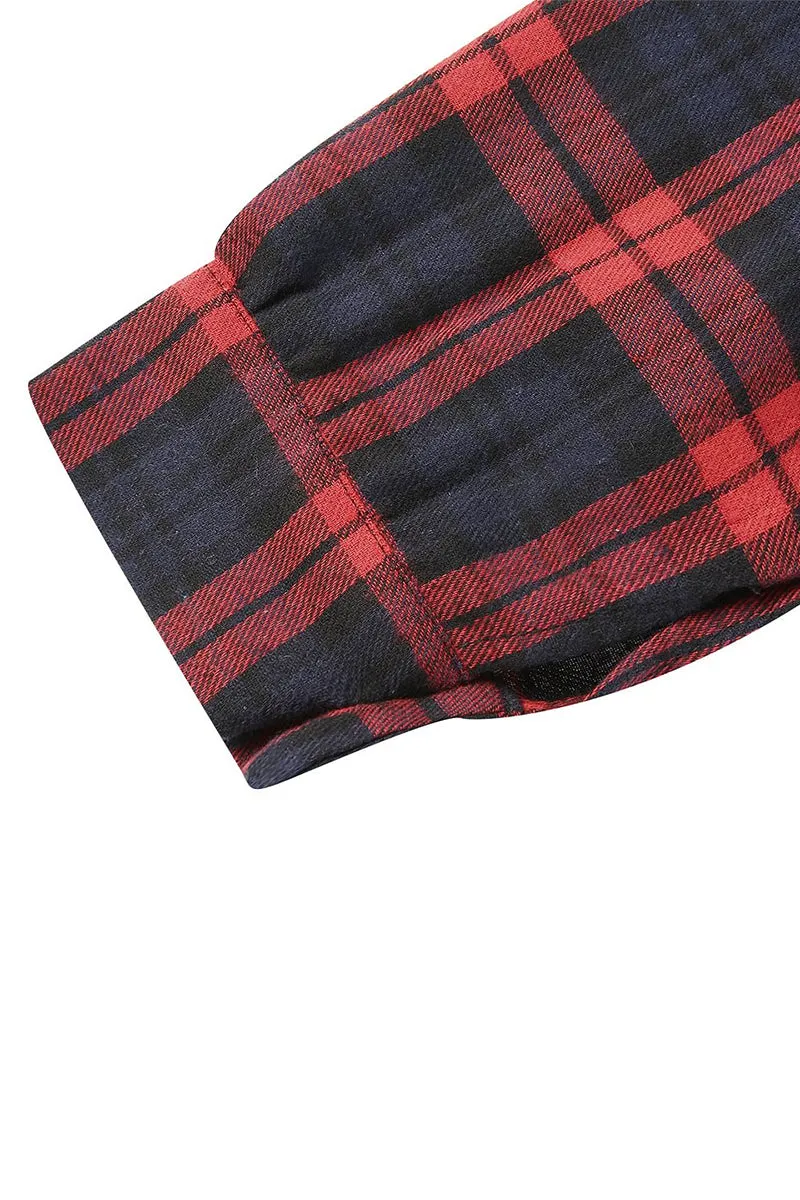 HTR1237 Casual Plaid Flannel Shirt Top