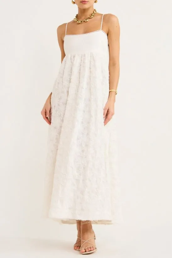 Iggy Embroidered Midi Dress In Cream
