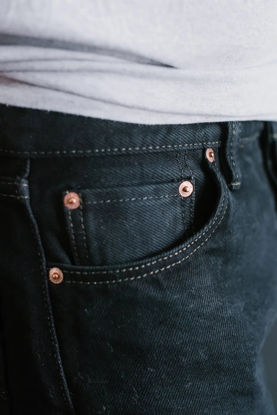 IH-888S-21OD - 21oz Selvedge Denim Medium/High Rise Tapered Cut Jeans - Indigo Overdyed Black