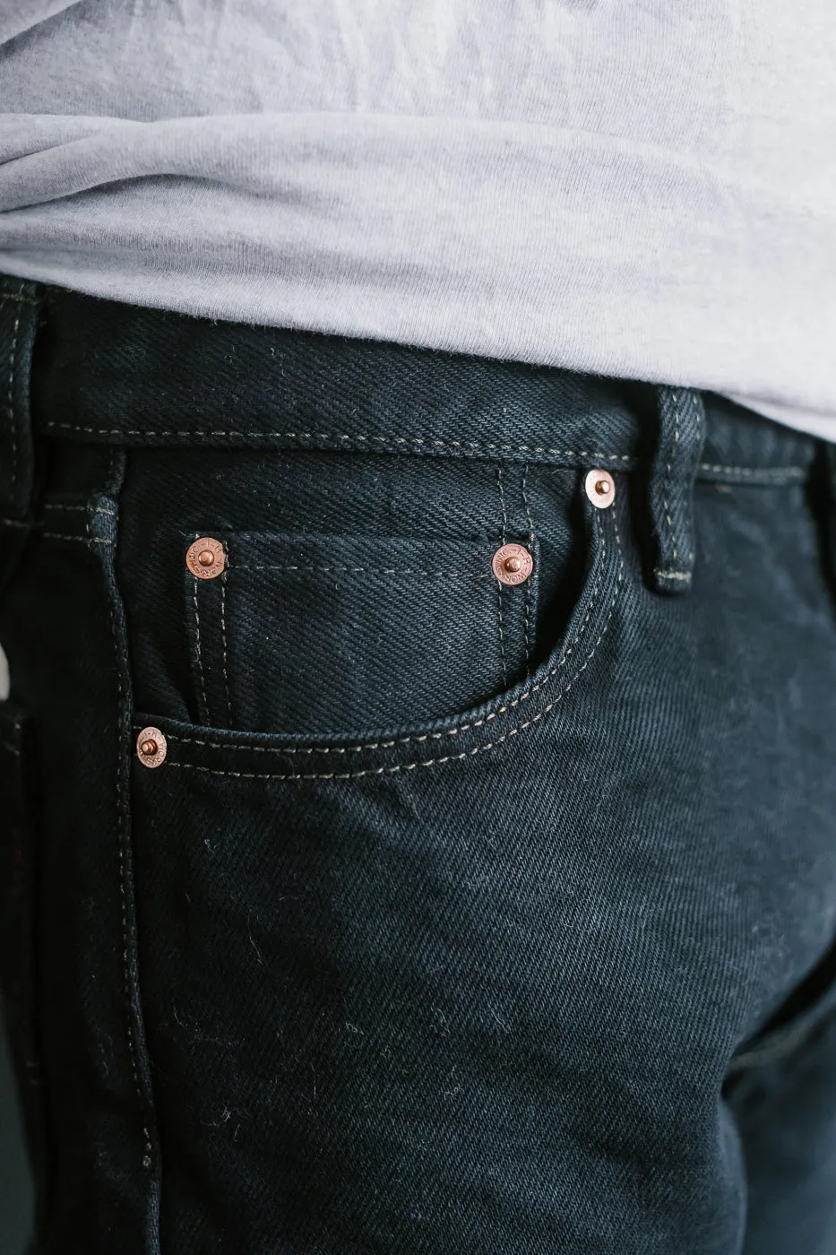 IH-888S-21OD - 21oz Selvedge Denim Medium/High Rise Tapered Cut Jeans - Indigo Overdyed Black
