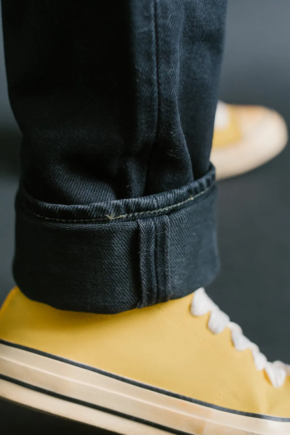 IH-888S-21OD - 21oz Selvedge Denim Medium/High Rise Tapered Cut Jeans - Indigo Overdyed Black