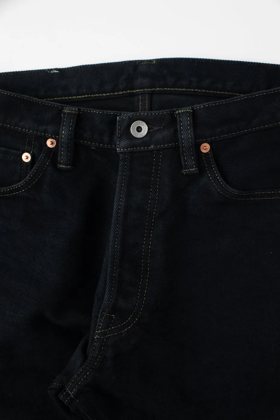 IH-888S-21OD - 21oz Selvedge Denim Medium/High Rise Tapered Cut Jeans - Indigo Overdyed Black
